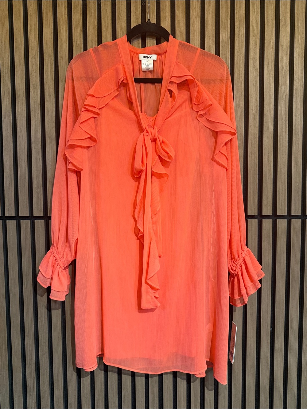 DKNY Coral Ruffled Detail Dress
